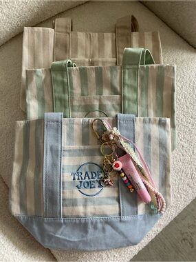 Trader Joe’s Mini Totes. Set of 3. Has a Special Purse Charm Included. NWT